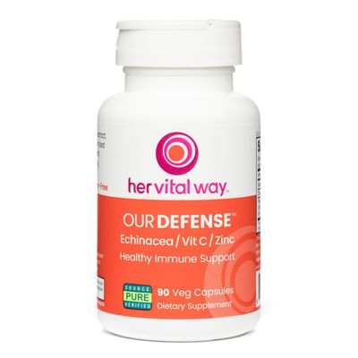 her vital way Our Defense Immune Support Supplement - Echinacea, Vitamin C, and Zinc Supplement - Premium Non-GMO Immune Booster for Adults (90 Vegetarian Capsules)