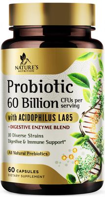 Probiotics 60 Billion CFU - 10 Probiotic Strains, Prebiotics, &amp; Digestive Enzymes - Immune, Digestive &amp; Gut Health - Supports Bowel Frequency &amp; Regularity - Shelf Stable for Women &amp; Men - 120ct
