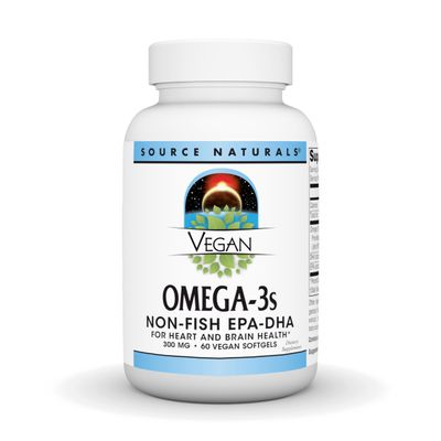 Source Naturals Vegan Omega-3s, Non-Fish EPA-DHA, for Heart and Brain Health Support* 300 mg - 60 Vegan Softfgels