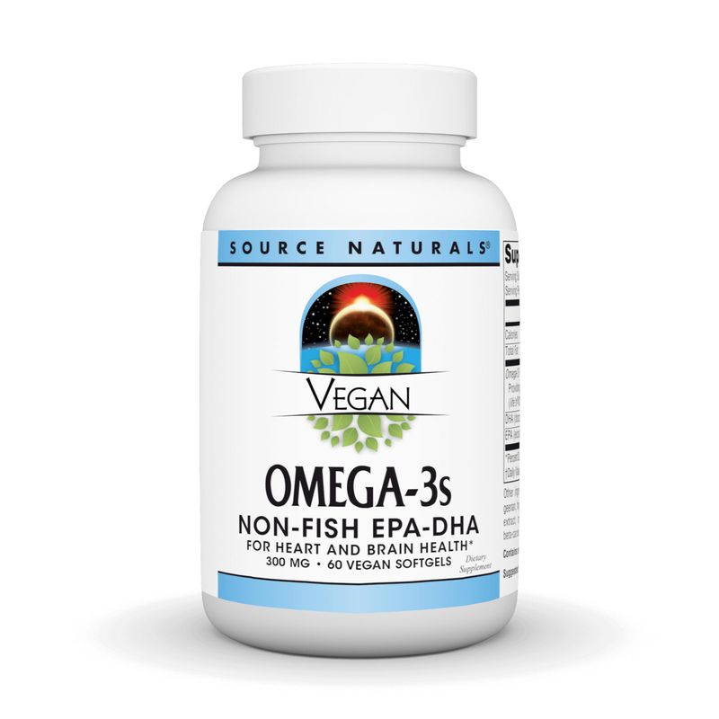 Source Naturals Vegan Omega-3s, Non-Fish EPA-DHA, for Heart and Brain Health Support* 300 mg - 60 Vegan Softfgels