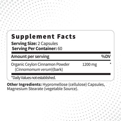 Type Zero Ceylon Cinnamon Capsules (1200mg | 120 Capsules) - Natural, Non-GMO, Gluten Free, Organic Cinnamon Supplement