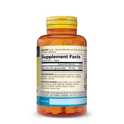 Mason Natural Zinc 50 mg - Improved Immune System Function, Supports Antioxidant Health, Aids Absorption of B Vitamins, 100 Tablets (Pack of 3)