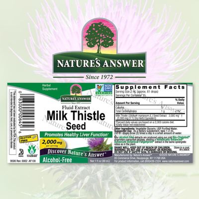 Nature's Answer Alcohol-Free Milk Thistle 1 Ounce Extract | Supports Hepatic System | Vegan | Non-GMO | Gluten Free | Kosher