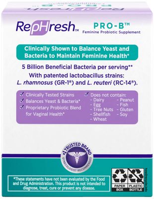 RepHresh Pro-B Probiotic Supplement for Women, 30 Oral Capsules