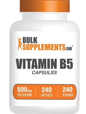 BulkSupplements.com Vitamin B5 Capsules - as Pantothenic Acid, B Vitamin Supplement, Pantothenic Acid 500 mg - Gluten Free, 1 Capsule per Serving, 240 Capsules (Pack of 1)