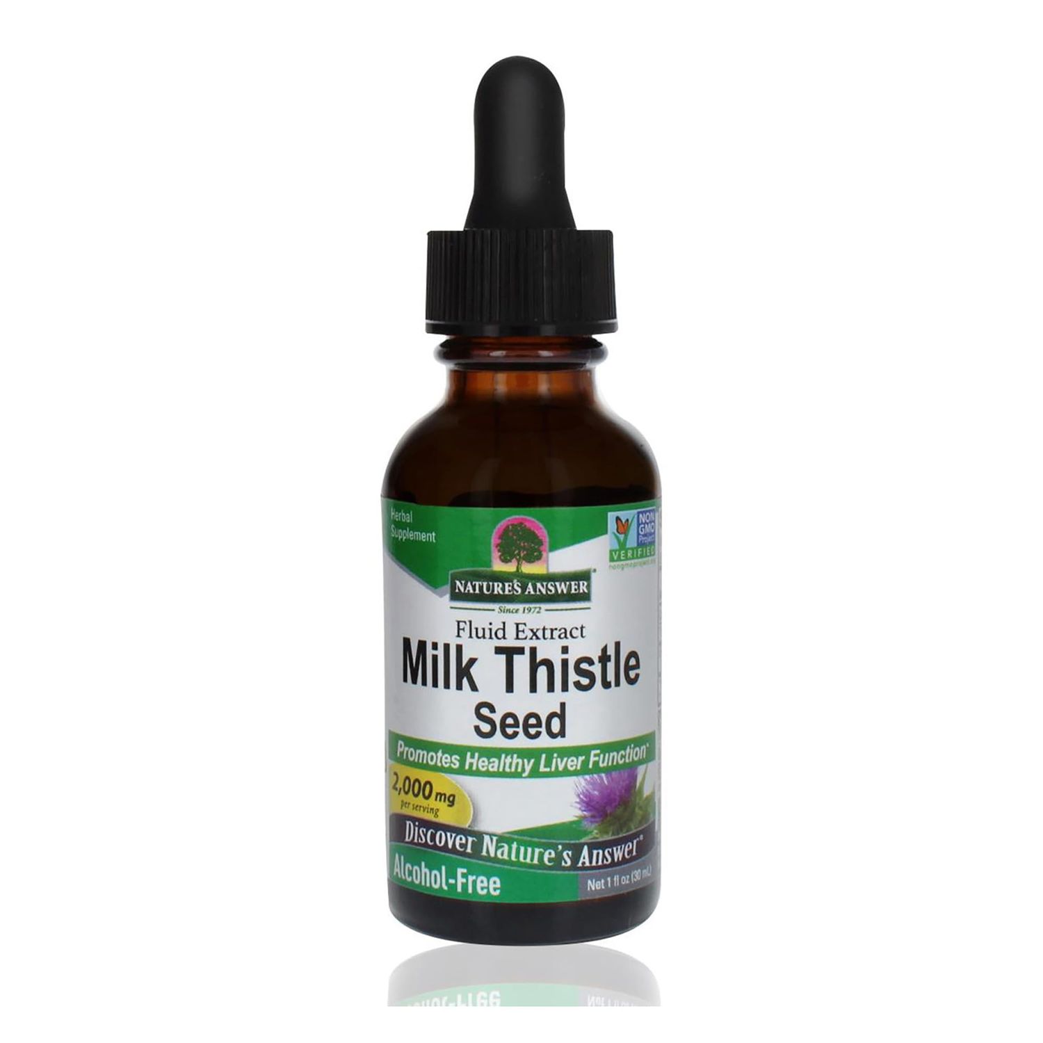 Nature&#39;s Answer Alcohol-Free Milk Thistle 1 Ounce Extract | Supports Hepatic System | Vegan | Non-GMO | Gluten Free | Kosher
