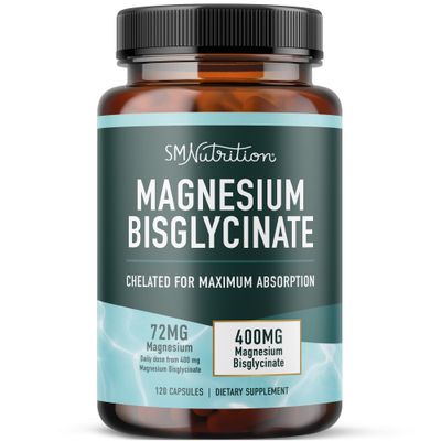 Magnesium Glycinate 400mg | Chelated Magnesium Glycinate for Maximum Absorption &amp; Bioavailability | Relaxation, Muscle Health, Stress &amp; Energy Support Supplement | 120 Capsules (2-Month Supply)