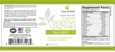 FODMAP Digestive Enzymes Certified| IBS SIBO Food Intolerance Malabsorption Gut Supplement| 18 Enzymes Multi Enzyme Amylase Bromelain Lipase Lactase Protease Papain Alpha galactosidase & More| Non GMO