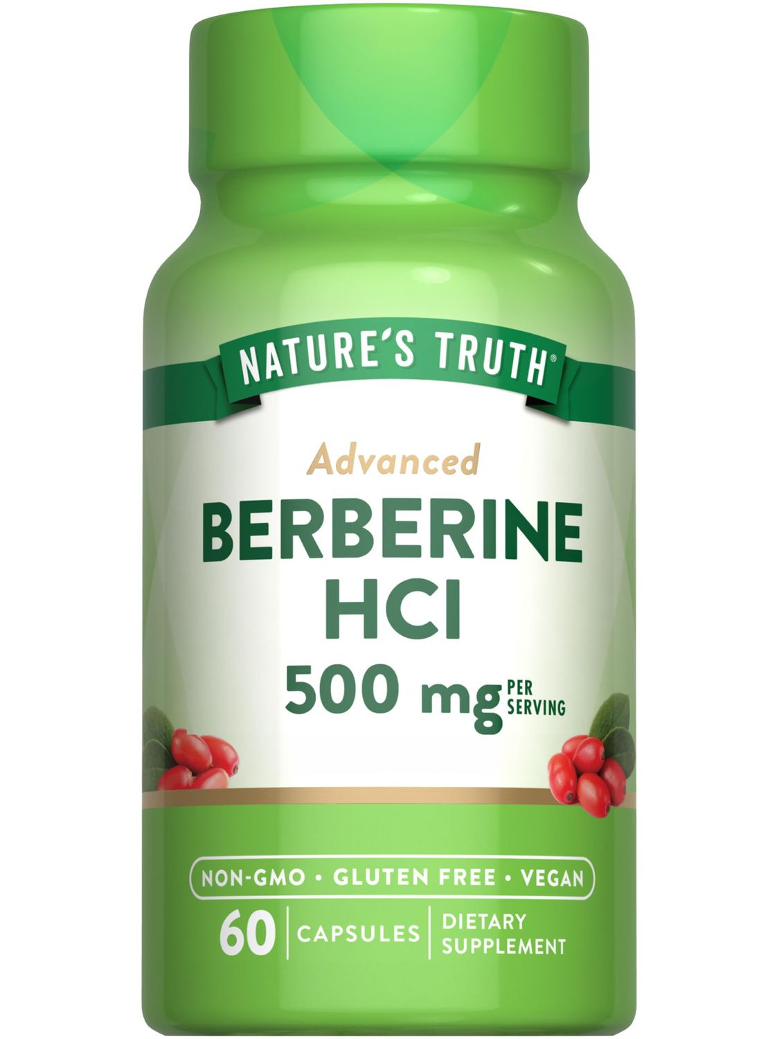 Nature&#39;s Truth Berberine 500mg | 60 Capsules | Vegan, Non-GMO, and Gluten Free Supplement