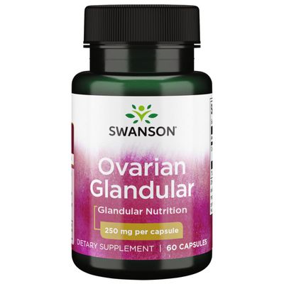 Swanson Ovarian Glandular Supplement - Women&#39;s Glandular Health and Balance Support - Premium Bovine Tissue - 60 Capsules, 250mg Each