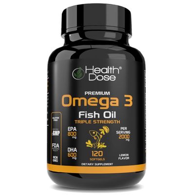 Health Dose Premium Omega 3 Fish Oil Triple Strength x 120 Softgels