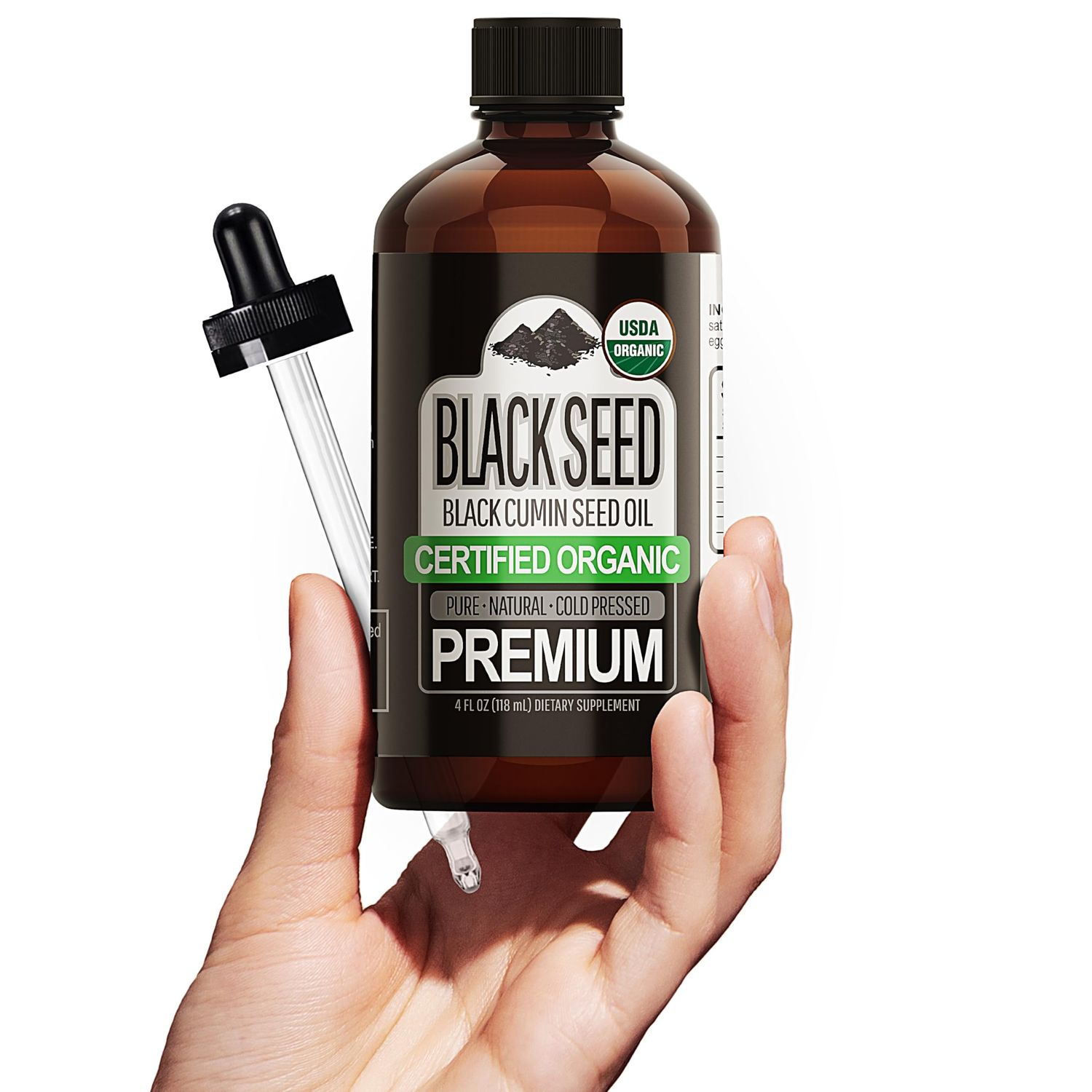Sun Essential Oils Organic Black Seed Oil (100% Pure &amp; Natural - USDA Certified Organic) Cold Pressed, Premium Quality Free of Toxins, Heavy Metals, Pesticides, Harmful Chemicals - 4 Ounce