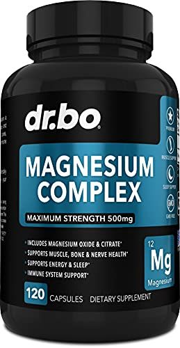 Magnesium Complex Supplement Capsules 500mg - Support Energy, Relaxation, Leg Cramps &amp; Legs - Help Aid Muscle Support Supplements - High Absorption Premium Mag Citrate Oxide - 120 Capsules