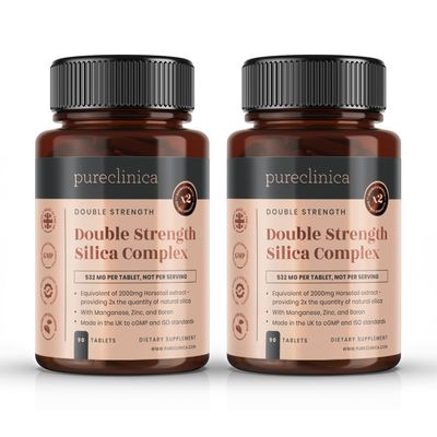 Double Strength Silica Complex - 6 Month Supply! (2000mg Horsetail Extract x 180 Tablets(2 Bottles of 90))