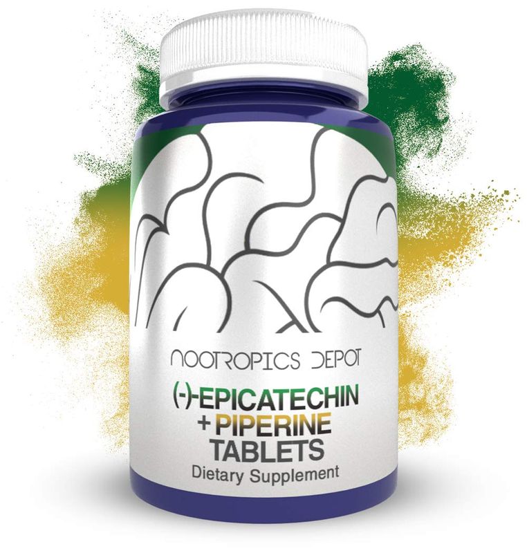 Nootropics Depot Epicatechin 90% Tablets | 200mg | 30 Count | ()-epicatechin + 6mg Piperine to Promote Bioavailability | Promotes Cardiovascular Health | Promotes Strength + Muscle Function