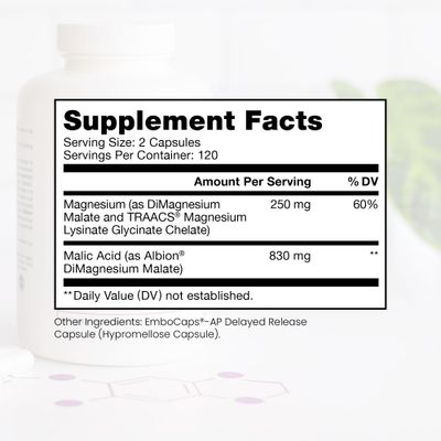 Pure TheraPro Rx Optimum Magnesium Lysinate Glycinate & Di-Magnesium Malate Capsules, 4 Month Supply - Formulated With Chelated Magnesium for Maximum Absorption, Supports Bone Health & Energy, Non-GMO