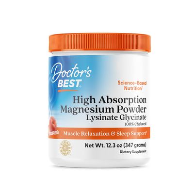 Doctor&#39;s Best High Absorption Magnesium Powder (Peach Flavored) 100% Chelated TRACCS, Not Buffered, Headaches, Muscle, Vegan, Peach Flavor, 12.3 Ounce (Pack of 1)