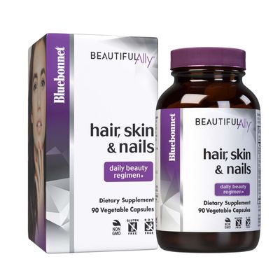 BlueBonnet Nutrition Beautiful Ally Hair, Skin &amp; Nails, Hydrolyzed Collagen from Grass Fed Cows, Collagen Peptides Type 1 &amp; 3, Non GMO, Gluten Free, Soy Free, Milk Free, 90 Vegetable Capsules