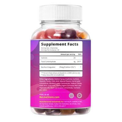 BeLive Probiotic Gummies - Probiotics with 5 Billion CFUs for Digestive Health, Men, Women & Kids - for Immune Support, Sugar Free & Vegan | 60 Ct - Blueberry, Strawberry & Orange