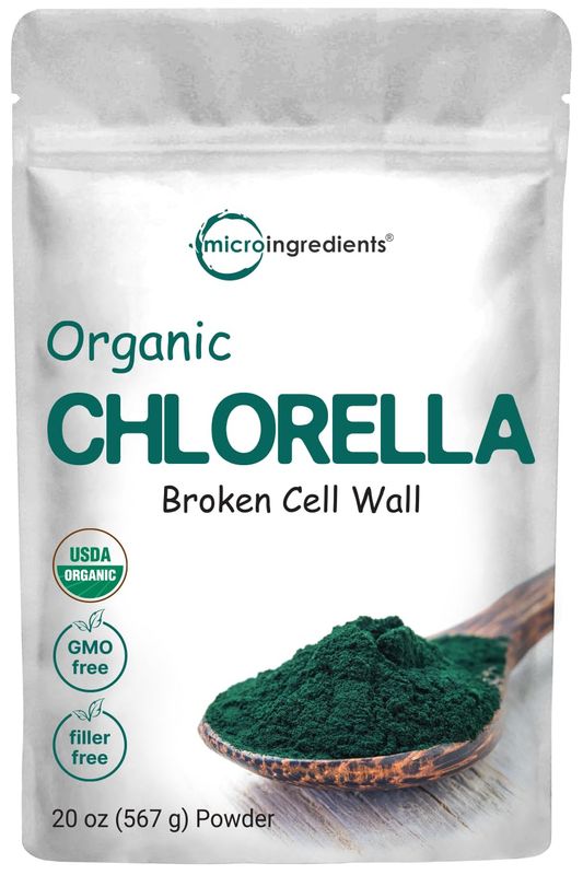Micro Ingredients Organic Chlorella Powder, 20 Ounces | Broken Cell Wall for Complete Absorption | Raw Superfood Supplement, Rich in Protein &amp; Vitamins | Non-GMO, Vegan, Non-Irradiated