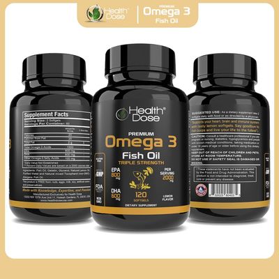 Health Dose Premium Omega 3 Fish Oil Triple Strength x 120 Softgels