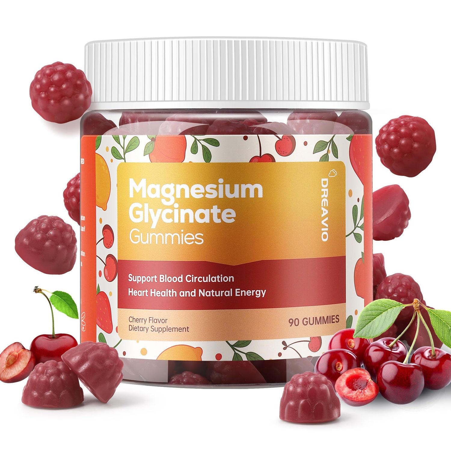 DREAVIO 90 Count Magnesium Glycinate Gummies 400mg w/Ashwagandha Supplement - Sugar Free Zinc Magnesium Glycinate Supplement Ashwagandha Gummies for Adults