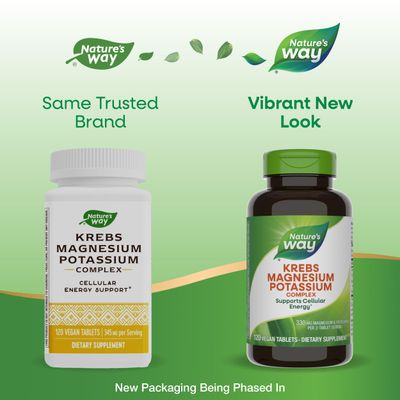 Natures Way Krebs Magnesium Potassium Complex - Cellular Energy Support* - With Magnesium Lysinate & Malate and Potassium Citrate - Vegan, Gluten & Dairy Free - 120 Tablets