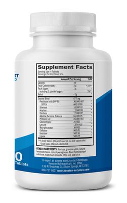 Houston Enzymes - TriEnza - 180 Chewable Tabs (45 Doses) -Broad-Spectrum Enzymes for Digestive Intolerances -Supports Digestion of Gluten, Casein, Soy, Proteins, Carbohydrates, Sugars, Fats & Phenols