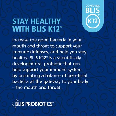 BLIS Probiotics ThroatHealth Oral Probiotics k12 2.5 Billion Cfu, Throat Immunity Support &amp; Oral Health for Adults &amp; Kids, Sugar-Free Lozenges (30 Pack)