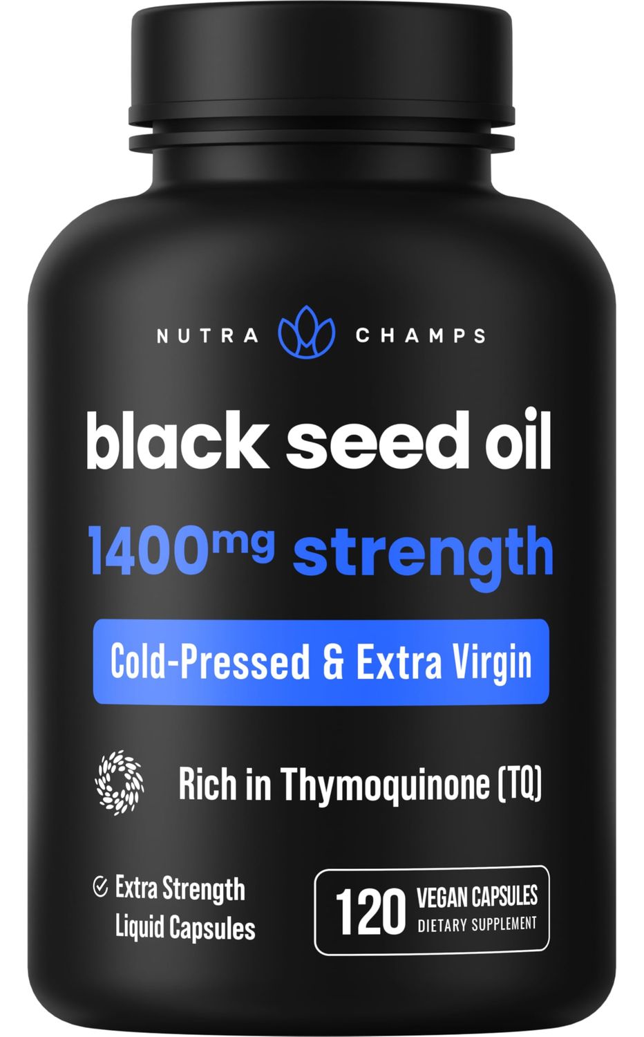 Organic Black Seed Oil Capsules | 120 Vegan Softgel Black Cumin Seed Oil Capsules | 1400mg Per Serving Virgin Cold Pressed Nigella Sativa Oil Pills with Thymoquinone &amp; Vitamin E, Rich in Omega 3 6 9