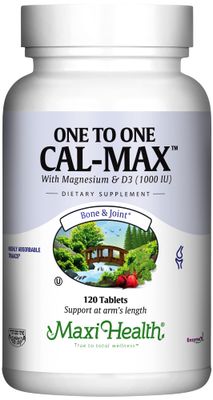 500 mg Calcium Supplement with Vitamin D3 (1000 IU) and Magnesium (500 mg) - Bone, Teeth and Joint Support for Men and Women - 120 Tablets - One to One Cal-Max by Maxi Health