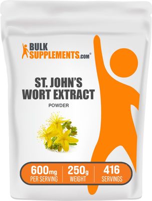 BulkSupplements.com St. John&#39;s Wort Extract - St. Johns Wort Supplement, Herbal Supplement for Mood - Vegan &amp; Gluten Free, 600mg per Serving, 250g (8.8 oz) (Pack of 1)