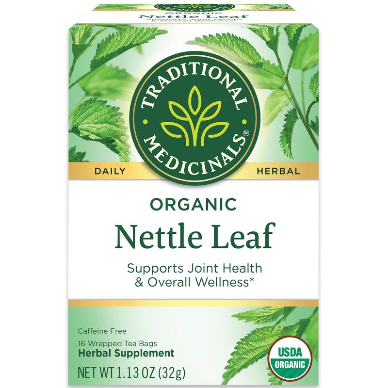 Traditional Medicinals Organic Nettle Leaf Herbal Tea, Supports Joint Health &amp; Overall Wellness, (Pack of 2) - 32 Tea Bags Total