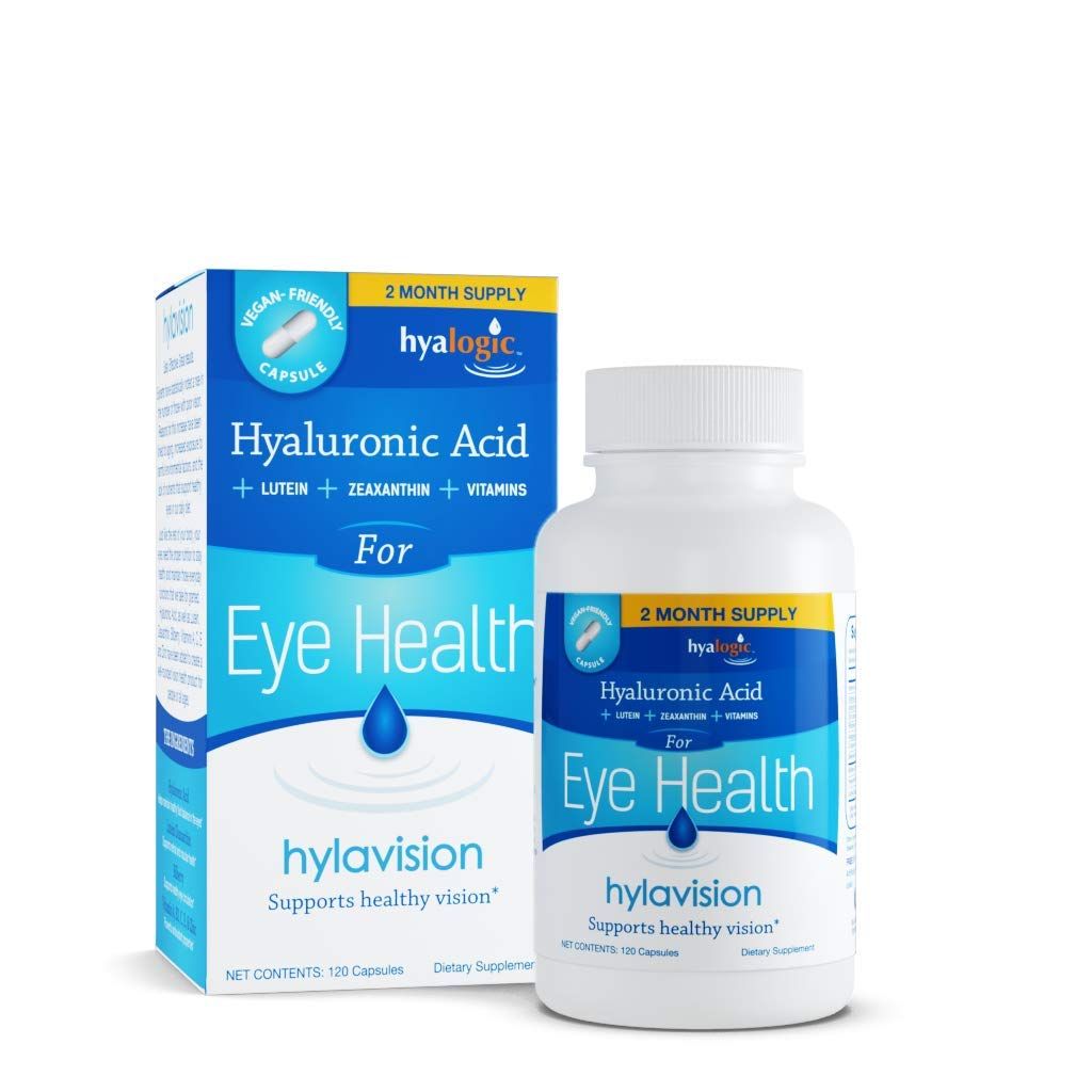 Hyalogic HylaVision Eye Health Supplement - Hyaluronic Acid, Lutein and Zeaxanthin Supplements - Contains Eye Vitamins A, C, E, and Zinc - Soothe Tired Eyes (120 Capsules)