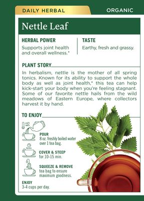 Traditional Medicinals Organic Nettle Leaf Herbal Tea, Supports Joint Health &amp; Overall Wellness, (Pack of 2) - 32 Tea Bags Total