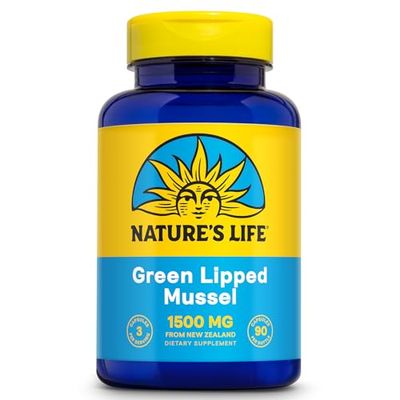 NATURE&#39;S LIFE Green Lipped Mussel 1500 mg - New Zealand Green Lipped Mussel Supplement with Naturally Occurring Omega 3 Fatty Acids - 60-Day Guarantee, Lab Verified - 30 Servings, 90 Capsules