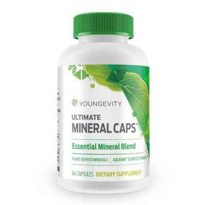 Youngevity Ultimate Mineral Caps - 70+ Essential Full Spectrum Trace Minerals - Nutrient-Dense, Derived from Humic &amp; Aquamin Seaweed (64 Capsule)