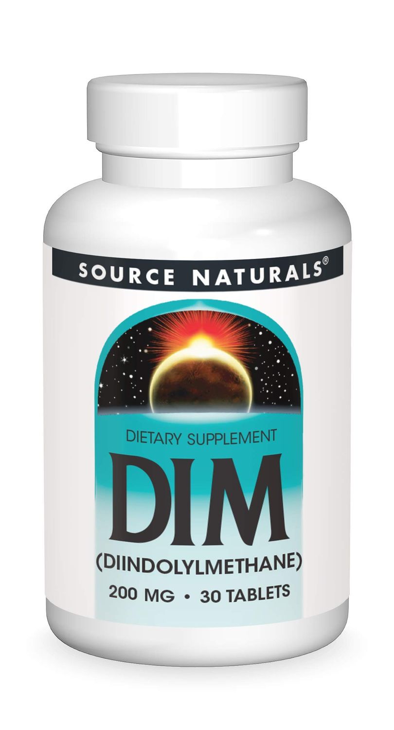 Source Naturals DIM, Diindolylmethane 200mg with BioPerine, Vitamin E &amp; More - 30 Tablets