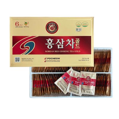 Pocheon 300g(10.6oz), Korean 6Years Panax Red Ginseng Root Extract Tea Gold, 100 Tea Bags, 15% Ginseng Extract, Natural Immune Support