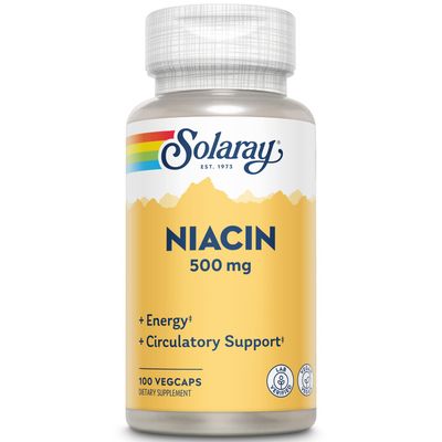 Solaray Niacin 500 mg, Vitamin B3 | Skin Health, Nervous System &amp; Circulation Support | 100ct