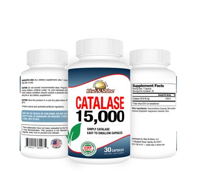 Rise-N-Shine Catalase Supplement 15,000 - Powerful Antioxidant Enzyme for Hair Health - Hair Supplements for Strong Hair Support - 30 Day Supply