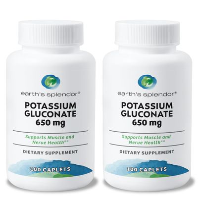 Earth&#39;s Splendor Potassium Gluconate 99mg Tablets - Supports Muscle and Nerve Health for Adults, 100 Count - 6 + Month Supply