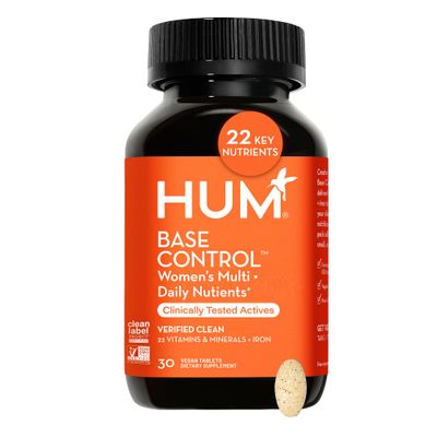 HUM Base Control - Daily Women&#39;s Multivitamin &amp; Minerals w/B Complex, Vitamin C, 22 Micro-Nutrients + Iron &amp; Biotin to Support Pre-Menopause Women - Non-GMO &amp; Gluten-Free (30 Tablets)