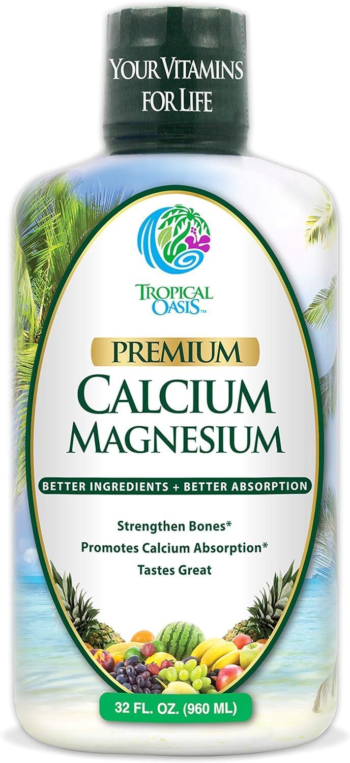 Premium Liquid Calcium Magnesium Citrate - Natural formula w/ support for strong bones - Liquid Vitamin Supplement w/ Calcium, Magnesium, Boron &amp; Vitamin D3 - Up to 98% Absorption Rate- 32oz, 64 Serv