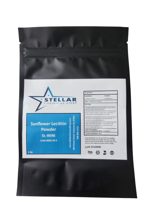 STELLAR CHEMICAL CORP Sunflower Lecithin Powder ~ 1 kg Emulsifier, Cold Pressed, Making Liposomal Vitamin C, Non-GMO