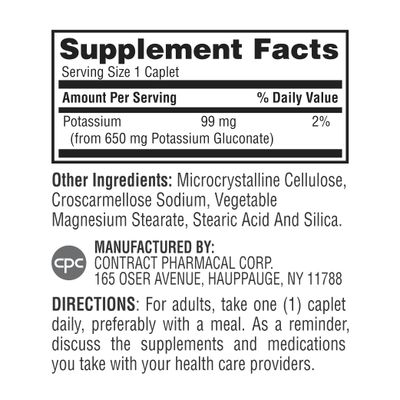 Earth's Splendor Potassium Gluconate 99mg Tablets - Supports Muscle and Nerve Health for Adults, 100 Count - 6 + Month Supply