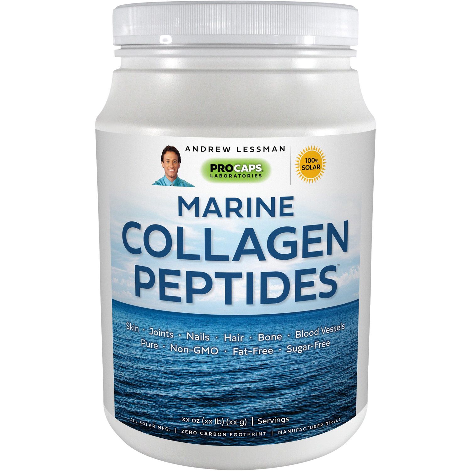 ANDREW LESSMAN Marine Collagen Peptides 30 Servings - Supports Radiant Smooth Soft Skin, Comfortable Joints. Pure. Super Soluble No Fishy Flavor No Additives Non-GMO