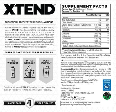 Xtend XTEND Original BCAA Powder 7g BCAA and 2.5g L-Glutamine, Sugar Free Post Workout Muscle Recovery Drink with Amino Acids for Men & Women, 90 Servings