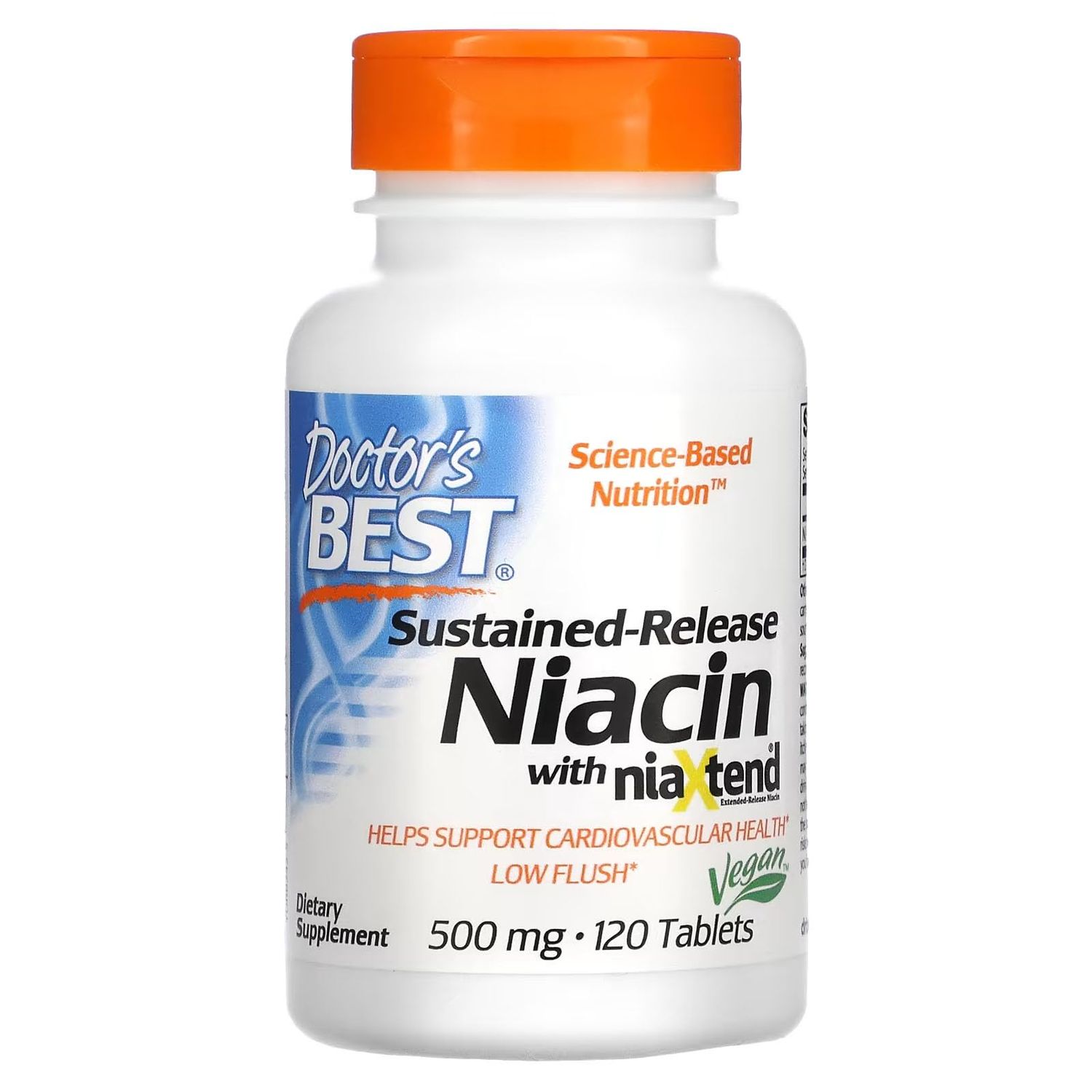 Doctor&#39;s Best TimeRelease Niacin with Niaxtend NonGMO Vegan Gluten Free 500 mg Tablets, 120 Count