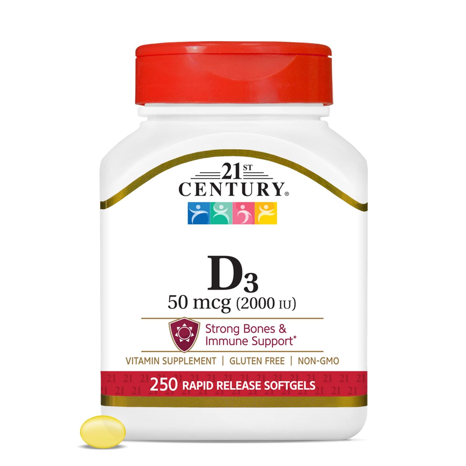 21st Century D3 2000 IU Softgels, 250 Count